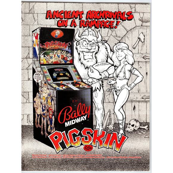 1990 Bally Midway Pigskin 621 AD Arcade Flyer Vintage Video Game - Picture 1 of 2